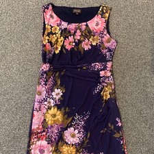 Phase Eight Dress Womens 10 Blue Floral Sleeveless Summer Breathable