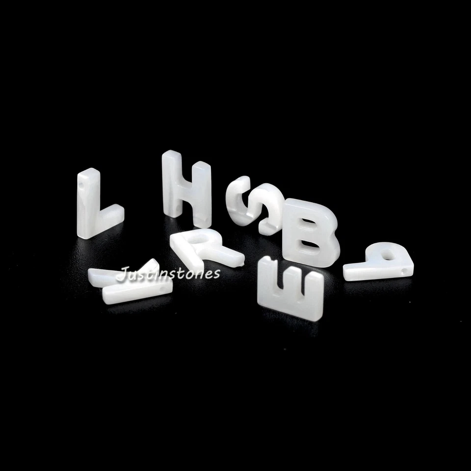 Mother of Pearl Shell A-Z English Letter Character Charms Alphabet Shaped Beads - Image 4 of 4