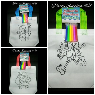 Xmas Colour in your own Canvas Bag + Filzstifte/Strumpffüller/Eve/Elf Box 24cm