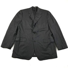 Canali Proposta Blazer Mens 52 R Gray Pinstripes Wool Three Buttons Notch