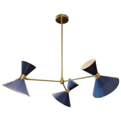 Diabolo Brass Chandelier Pendant 3 Arms Vintage Sputnik Lamp Italian Lamp