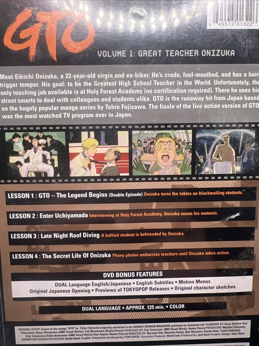 GTO: Great Teacher Onizuka - Vol. 1 (DVD, 2002) Anime 645573013226