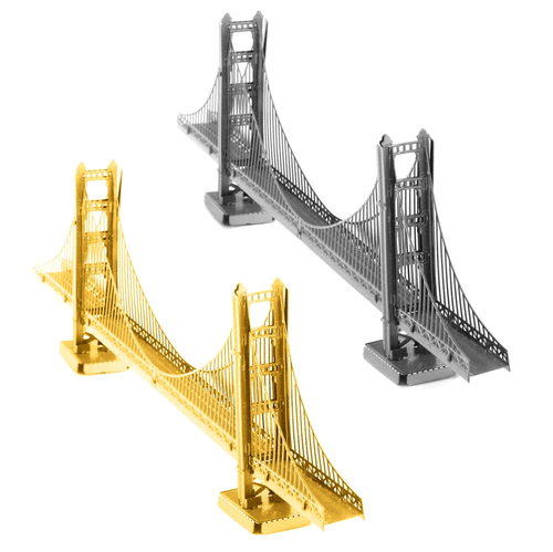 SET of 2 Metal Earth GOLD and Silver SF Golden Gate Bridge 3D Steel Model Kits - Picture 1 of 11