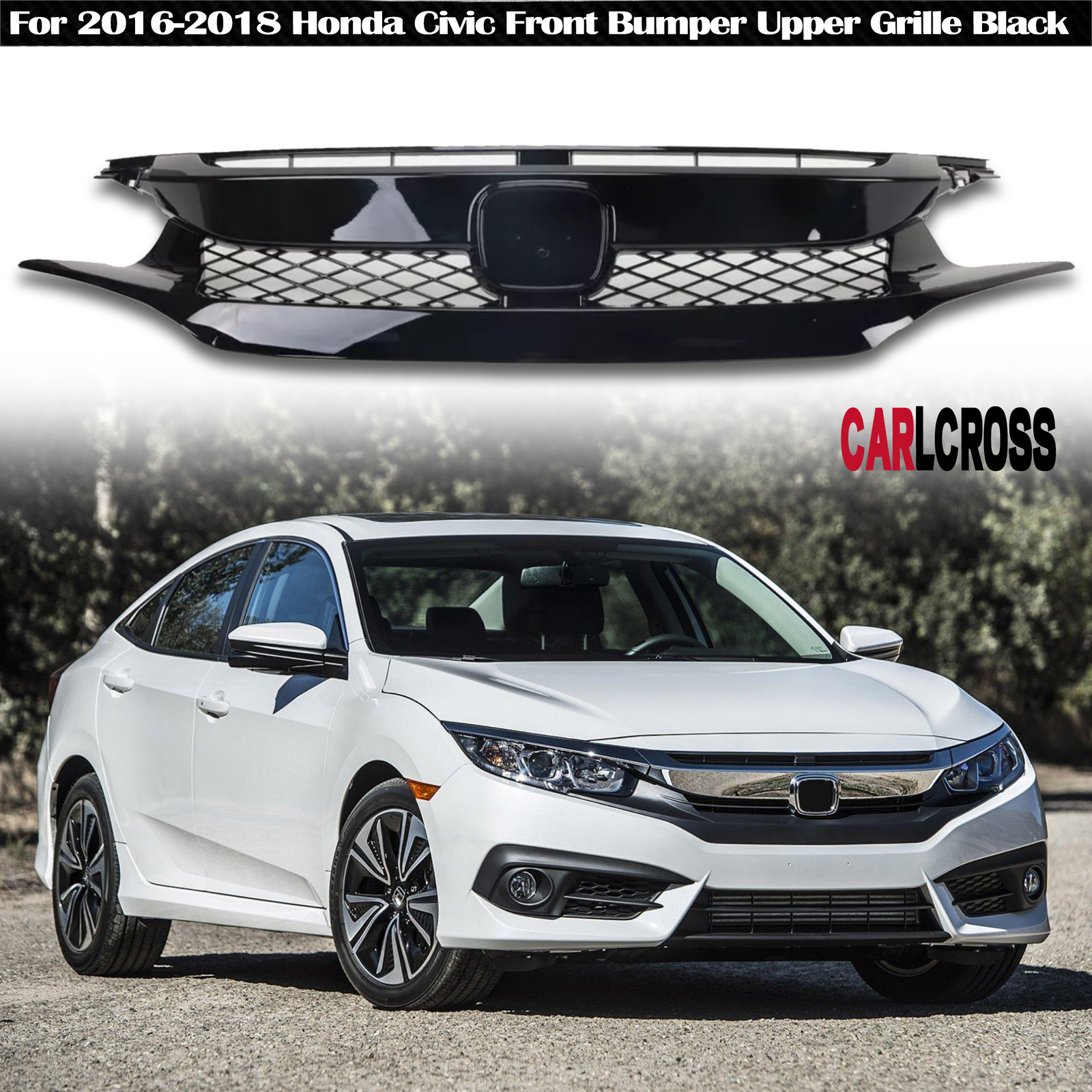 2016-2018 Honda Civic Sedan ABS Front Bumper Grille Hood Battle Style