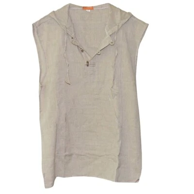 T-Shirt Sans Manches Simandra Col V À Capuche Yoga Coton, Beige/Noir - Photo 1/4