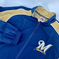 Milwaukee Brewers Vintage Majestic Full Zip Jacket Size MEDIUM Clean Vented