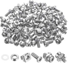 110 Pcs/55 Set Rack Mount Screws and Cage Nuts for Server M6x20MM, silver