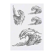 4 x 'Crashing Wave' Temporary Tattoos / Transfers TO00035327 