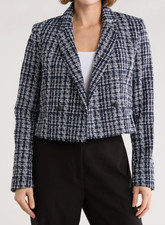 A19 NEW 598 Women's Sz 0 Rag Bone Elvy Tweed Blazer In Navy