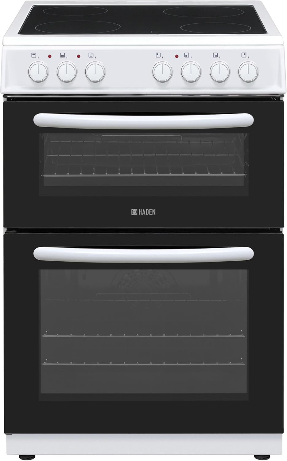 60Cm Electric Cooker, Double Oven with Ceramic Hob, HE65DOMW, 69L Main Oven, 39L