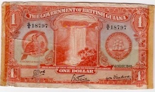 British Guiana 1 Dollar 1942 Waterfall Note King George VI P 15 King George VI