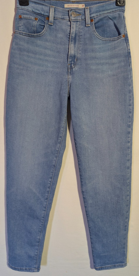 Women's Levi's Jeans High Rise Boyfriend Tapered Stretch Blue Size 8 Leg 27"