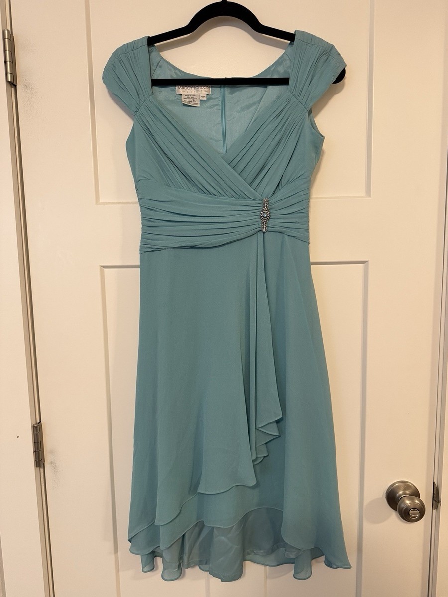 Maggie London Petites Short Sleeve Light Blue Formal Dress Size 4P | eBay