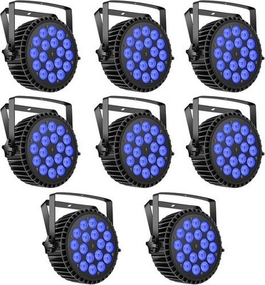 8PCS 18LED 6-in-1 RGBWA+UV Stage Lighting Par Lights For Party Wedding DJ Show