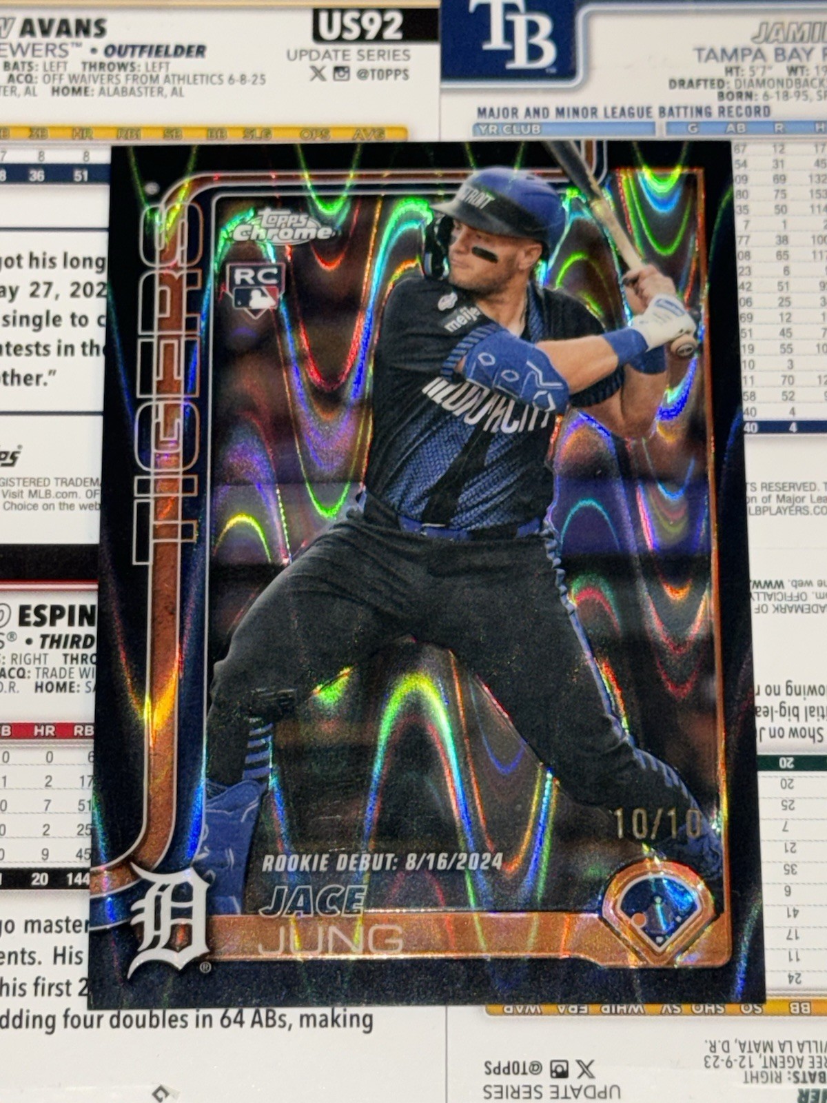 2025 Topps Chrome Jace Jung RC Black Raywave Refractor #d 05/10 #225