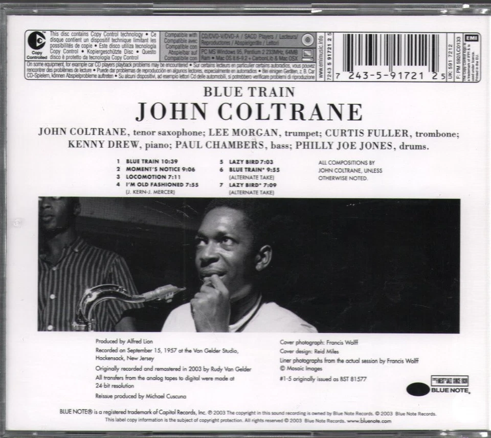 John Coltrane Blue Train CD Europa Blue Note Die Rudy Van Gelder Edition - Bild 2 von 2