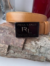 Rena Lange Beige and Black Leather Vintage Logo Belt Size XS / S Made In Italy