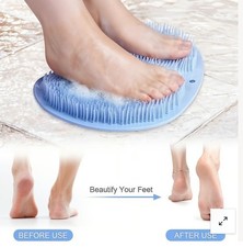 Blue Silicone Foot Scrubber And Massager Exfoliating Bath/Shower Non Slip