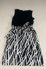 Calvin Klein Dress Womens 28 Black White Sleeveless Tie Waist Abstract Slit