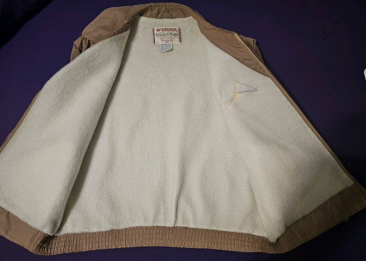 Vintage 50s McGregor Light Brown Nylon Anti Freeze Jacket Talon