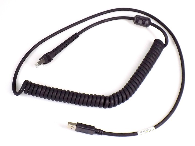 Datalogic CAB-550 USB Kabel Spiralkabel 2.4m für Barcode-Scanner, Schwarz, NEU