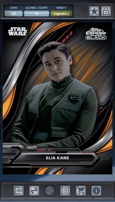 Star Wars Card Trader Chrome Black 2024 - Orange 25cc Legendary Elia Kane