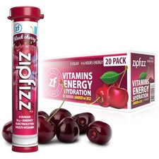 Zipfizz Daily Energy Drink Powder, Black Cherry, 20 Pack 3-in-1 Sustained Energ