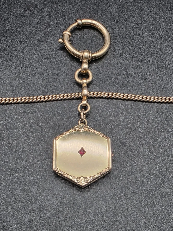 Старинный позолоченный двойной Альберт карманные часы цепочка с раздвижной замок/17"/c1920 - Изображение 2 из 4