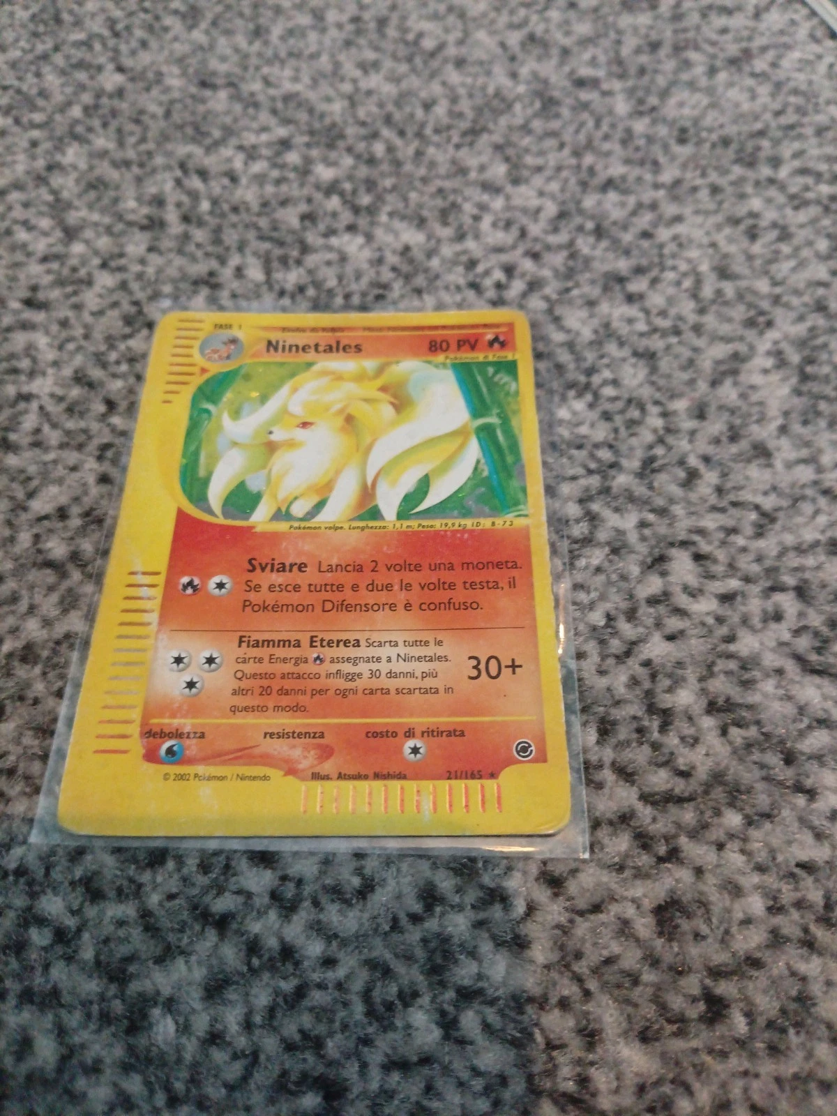 Pokemon Ninetales Holo Rare TCG Card 21/165 Expedition E-Series, Italian