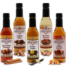 5 Pack Coffee Syrups Variety Gourmet Flavored Vanilla Caramel 12.7 OZ Bottle