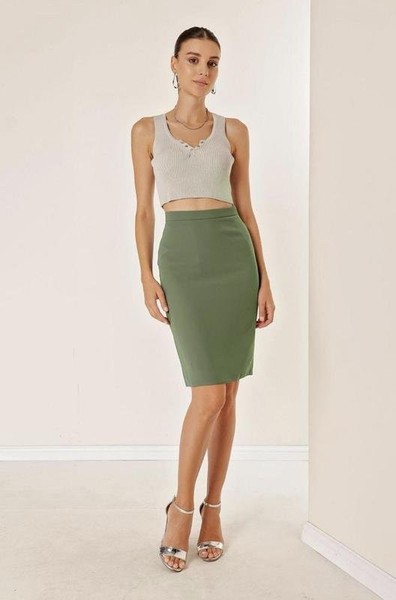 Women Hallhuber Skirt Khaki 34 / XS / 42
