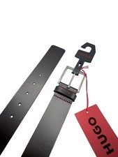 Hugo Boss Giaspo Men’s Brown Smooth Leather Silver Buckle Belt - 115/44 - 44”