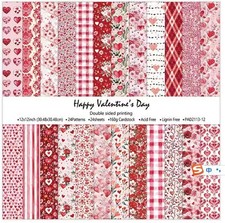 24 PCS Valentine Scrapbook Paper Pad 12x12 Inch Double Sided Decorative Craft