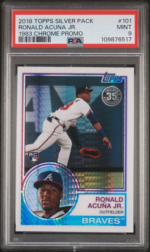 2018 Topps Chrome Silver Pack Ronald Acuna Jr 1983 RookieRefractor RC PSA 9 #101