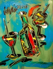 MODERN ABSTRACT WINE DRINKS    ORIGINAL impasto OIL PAINTING FF54y4y