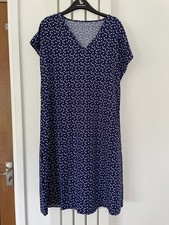 Shein Dress UK 12 14 Lightweight A-line Navy White Heart Print