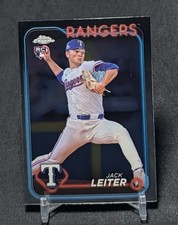 Jack Leiter Rookie RC 2024 Topps Chrome Update Series Card #USC105 Texas Rangers. rookie card picture