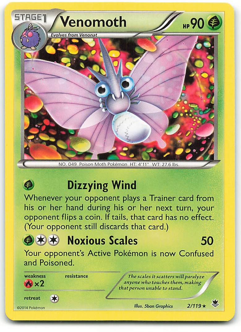 Venomoth 2/119 Rare Phantom Forces Pokemon Near Mint