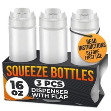 3 Pack 16 oz Inverted Condiment Squeeze Bottles for Sauces Squeeze Bottle