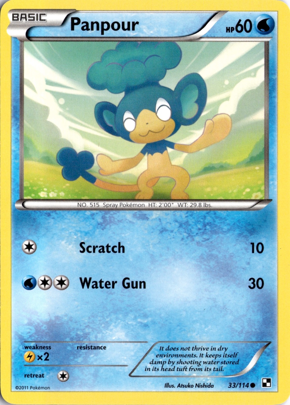 Panpour 33/114 Black and White Pokémon Card TCG
