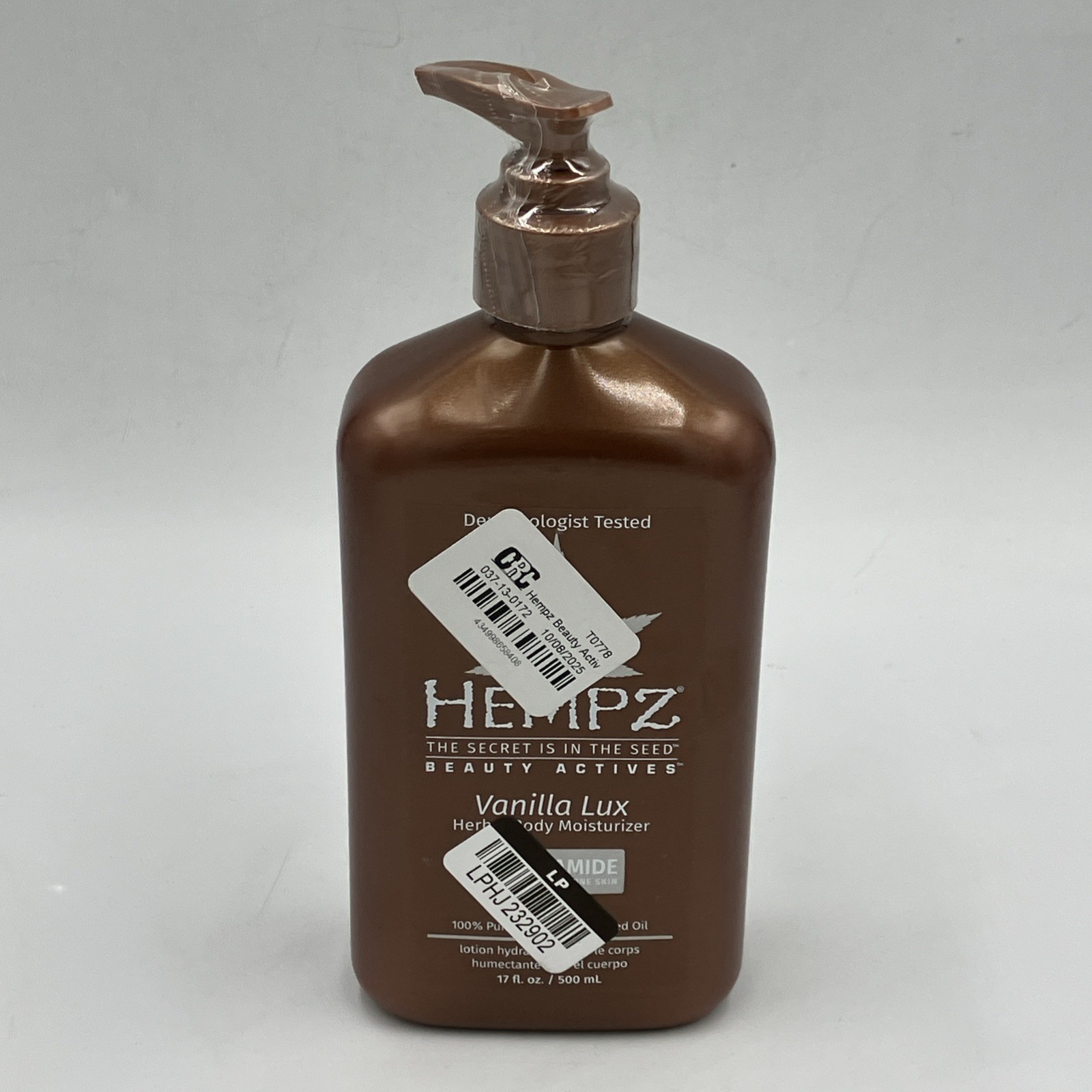 Hempz Vanilla Lux Herbal Body Moisturizer With Niacinamide 17 Oz Lotion