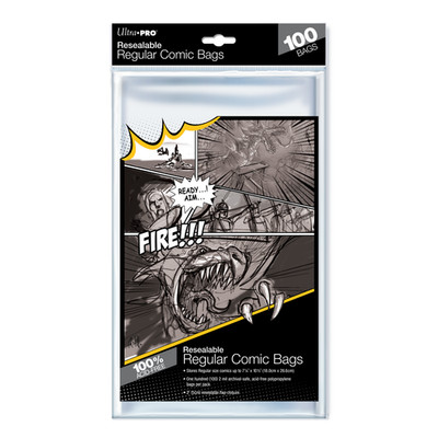 Ultra PRO 100 CT Regular Comic Bags Acid Free Resealable Flap Closure Storage