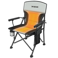 XGEAR Large Sized Heated Camping Chair for Adult 3 Heat Levels, Heated Back a...