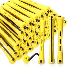 60 Pcs Short Perm Rods Natural Hair Perm Rods with Elastic Rubber Band Non Slip