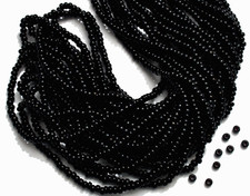 10/0 JET vintage CZECH GLASS seed BEADS black HANK opaque SHINY rocaille