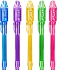 Invisible Spy Ink Pen 5 PCS, With UV Pen Light, Party Favors for Kids 8-12, St..