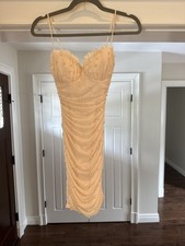 Windsor Pearl Beaded Ruche Mini dress With Bustier Style Top