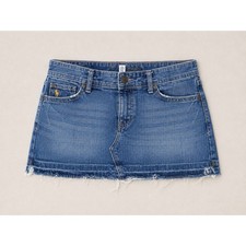Abercrombie Fitch Blue Denim Mini Skirt Raw Hem Low Rise Size 4 Classic Y2K