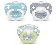 Nuk 3pk Orthodontic Pacifier Glow in the Dark Silicone 18-36M