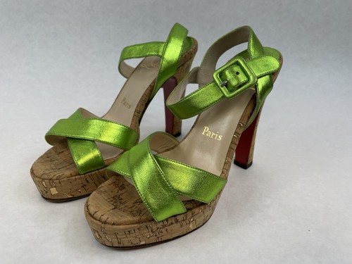 Christian Louboutin Green Heeled Sandals Size 35 European (141236636) - Picture 1 of 8